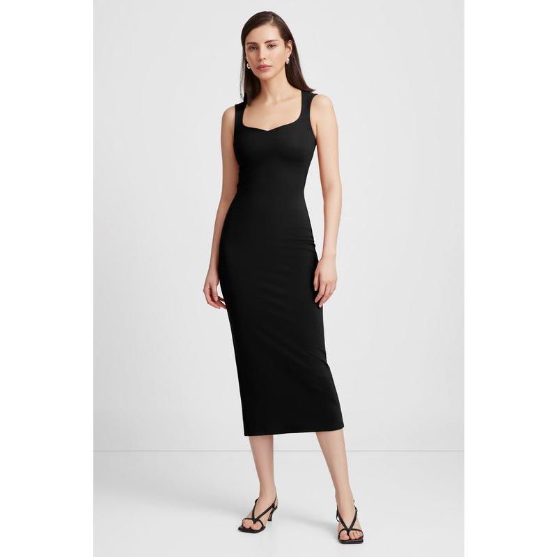 Women's Kristin Sleeveless Sweetheart-Neck Back-Slit Pencil Midi Dress