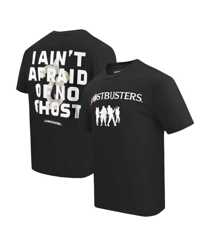 Men's and Women's Black Ghostbusters Afraid of No Ghosts Dropped Shoulder T-Shirt