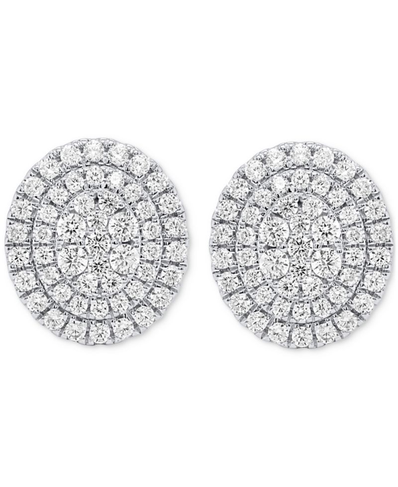 Lab Grown Diamond Double Halo Cluster Stud Earrings (2 ct. t.w.) in Sterling Silver or 14k Gold-Plated Sterling Silver