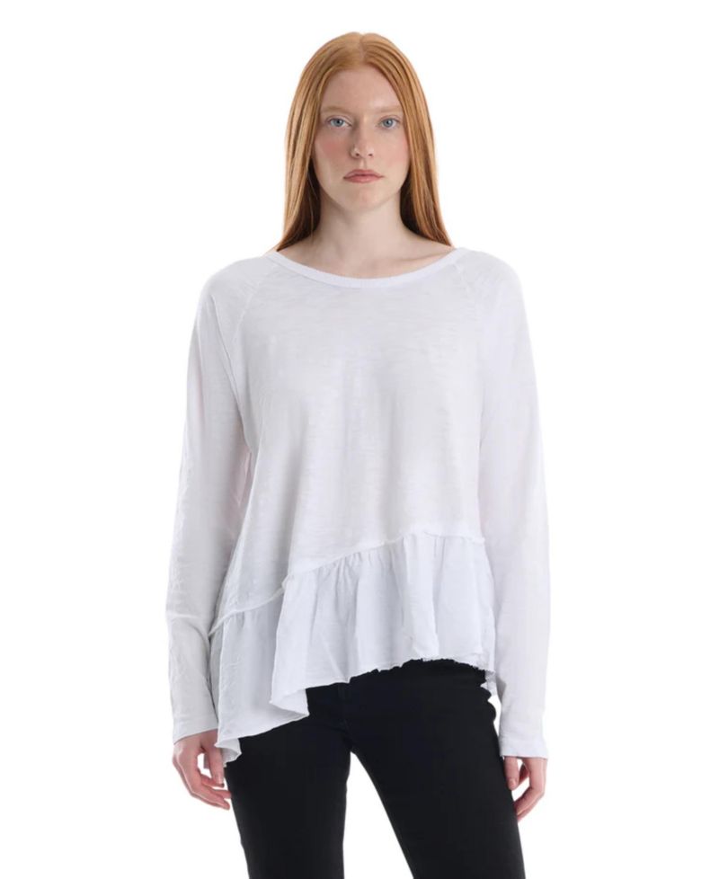 Women's Clothing Raglan Long Sleeve Asymmetric Peplum