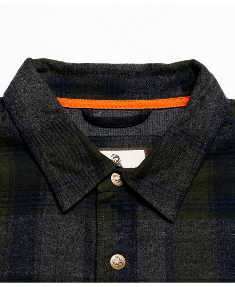 Mens Thermal Lined Plaid Long Sleeve Snap Up Shirt Jacket