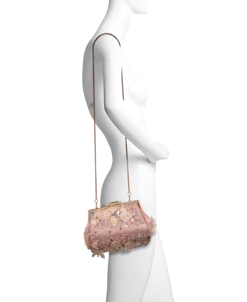 Woman's Bea Embroidered and Beaded Tulle Satin Clutch