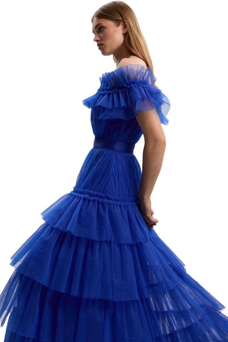 Women's Tulle Off Shoulder Maxi Dress
