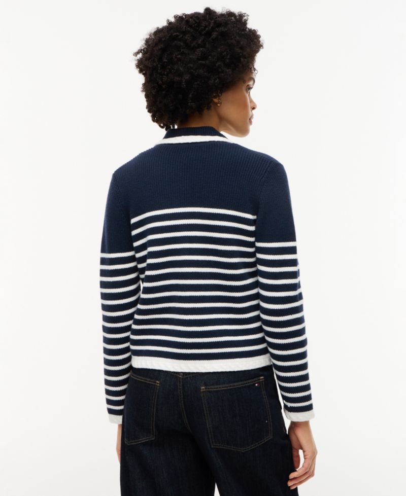 Women's Long-Sleeve Striped Knit Jacket
