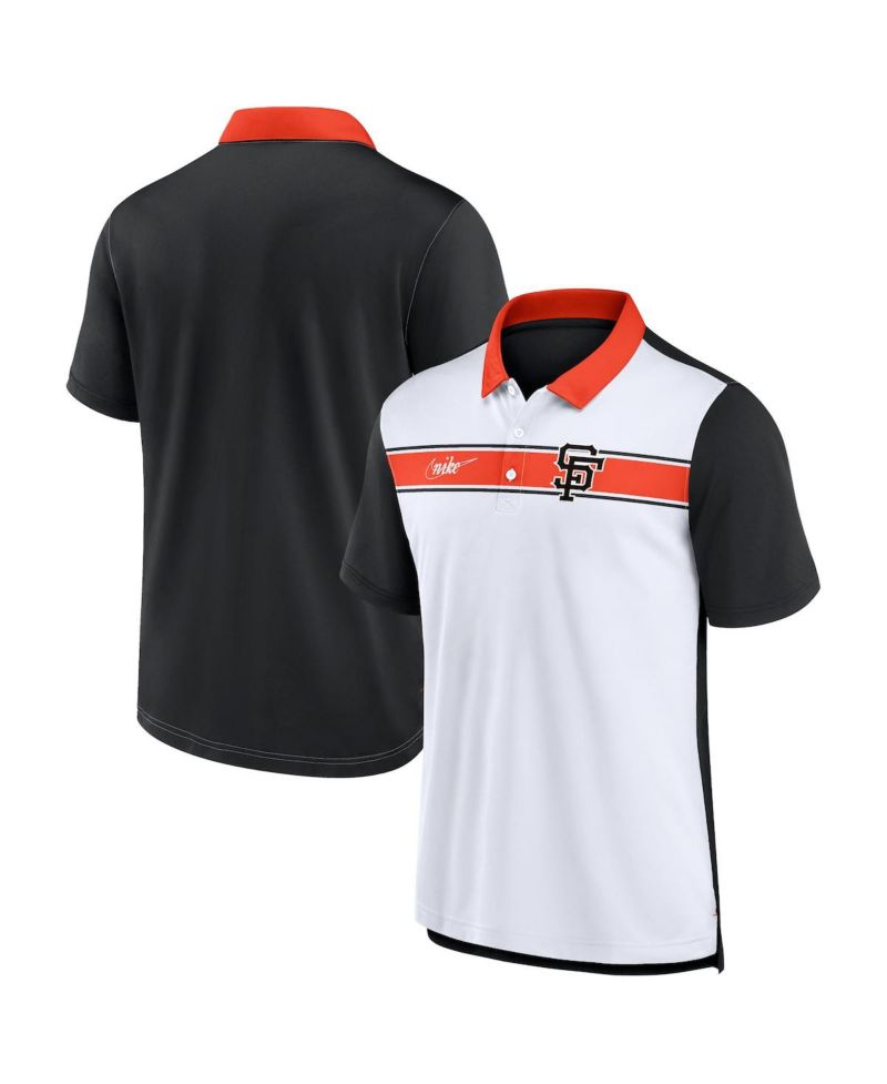 Men's White, Black San Francisco Giants Rewind Stripe Polo Shirt