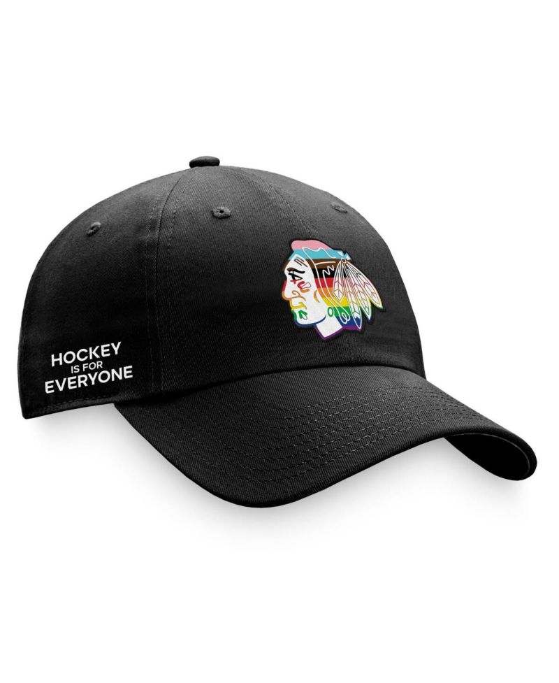 Men's Black Chicago Blackhawks Team Logo Pride Adjustable Hat