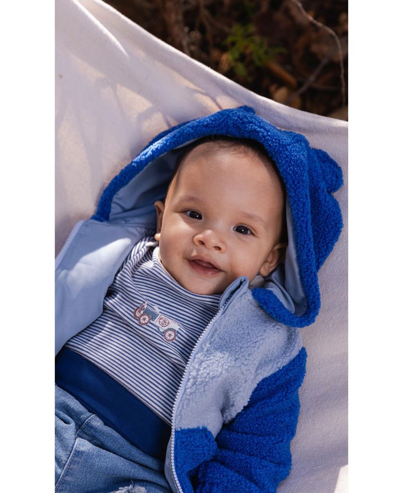 Baby Boys (3M-24M) Hooded Zip Sherpa Jacket