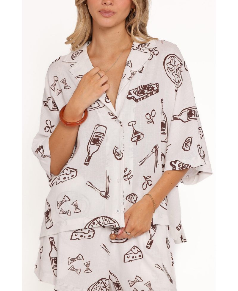 Women's Avara Spread-Collar Button-Down Short-Sleeve Shirt