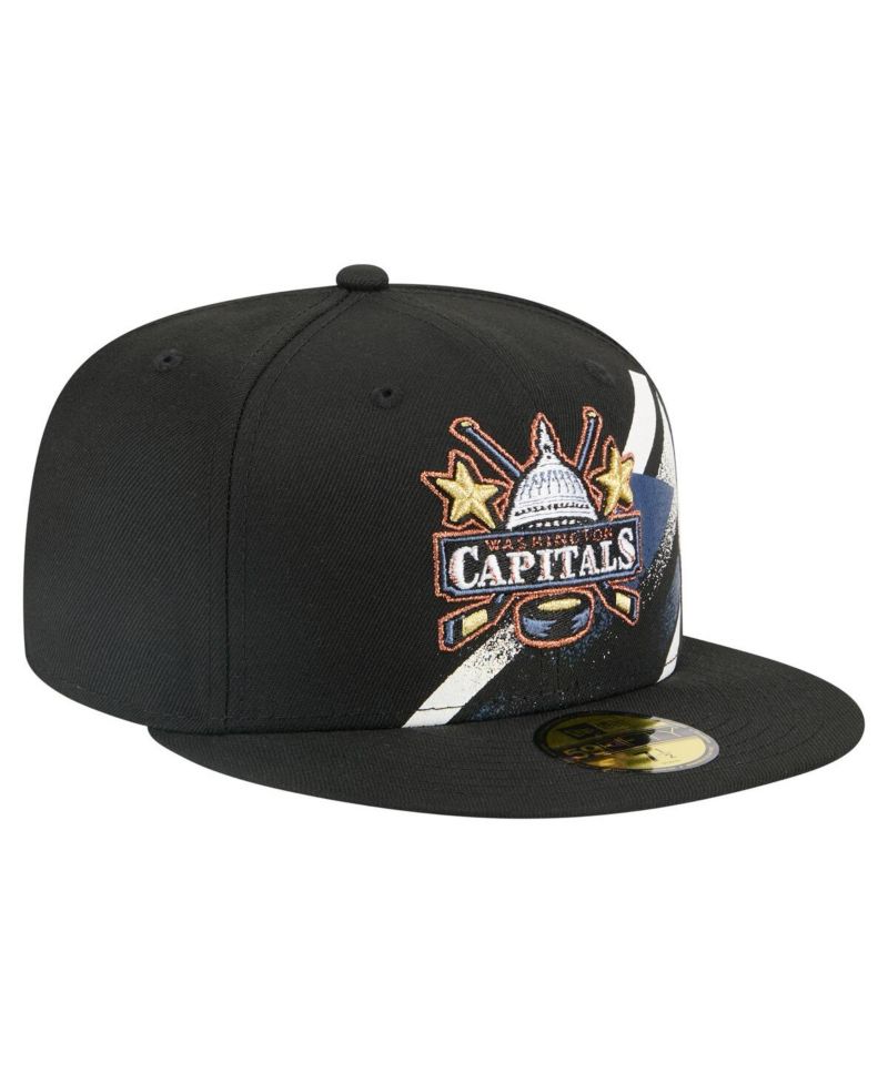 Men's Black Washington Capitals Faded Lines 59FIFTY Fitted Hat