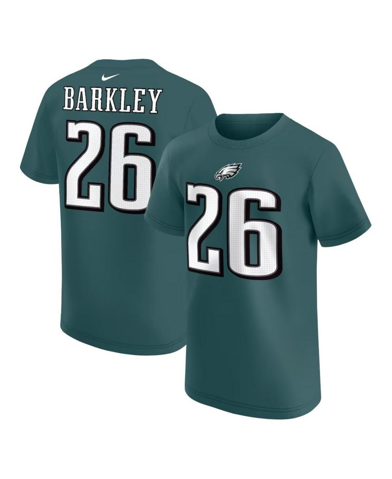 Nike Big Boys and Girls Saquon Barkley Midnight Green Philadelphia Eagles Player Name & Number T-Shirt