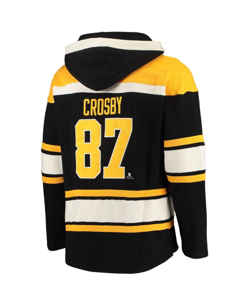 Men's Sidney Crosby Black Pittsburgh Penguins Player Name and Number Lacer Pullover Hoodie