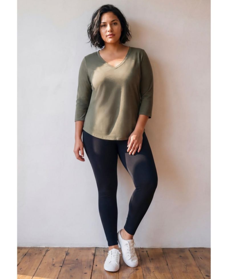 Plus Size Signature 3/4-Sleeve V-Neck T-Shirt