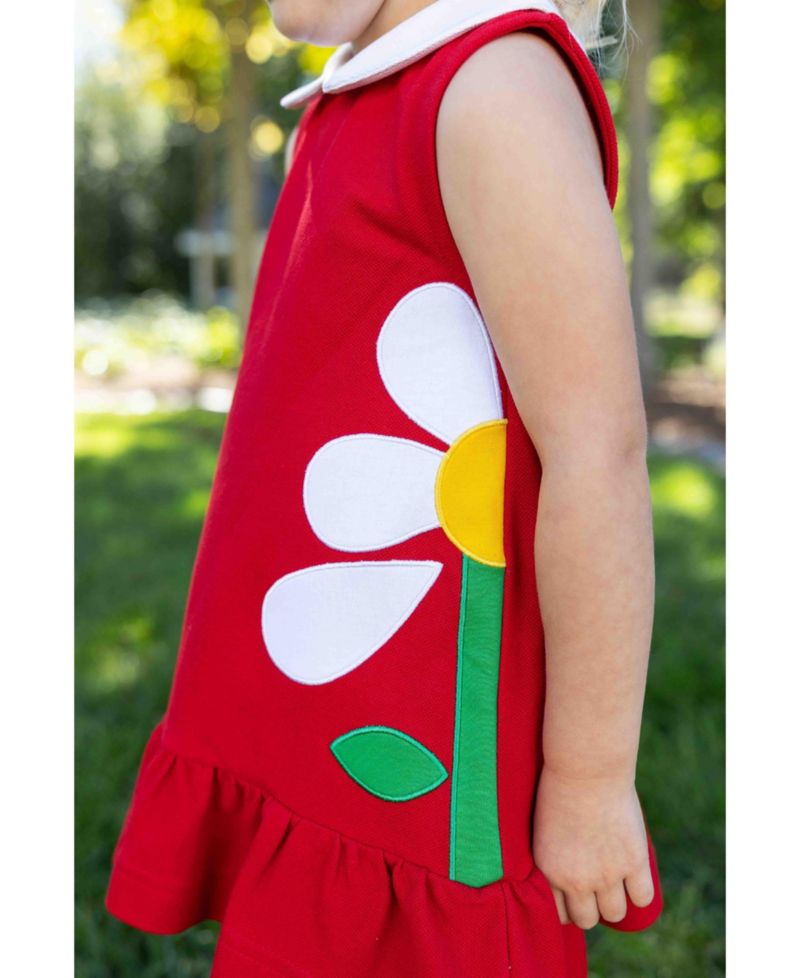 Little Girls Knit Dress With Flowers