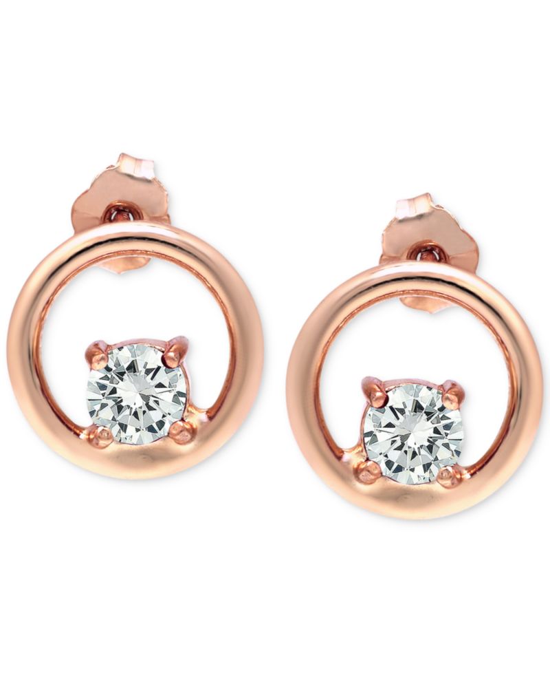 Cubic Zirconia Circle Stud Earrings