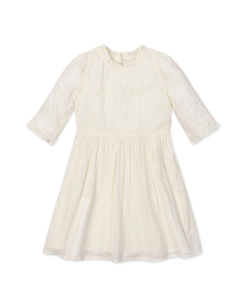 Toddler Girls Hope and Henry Organic Flutter Sleeve Tiered Eyelet Dress