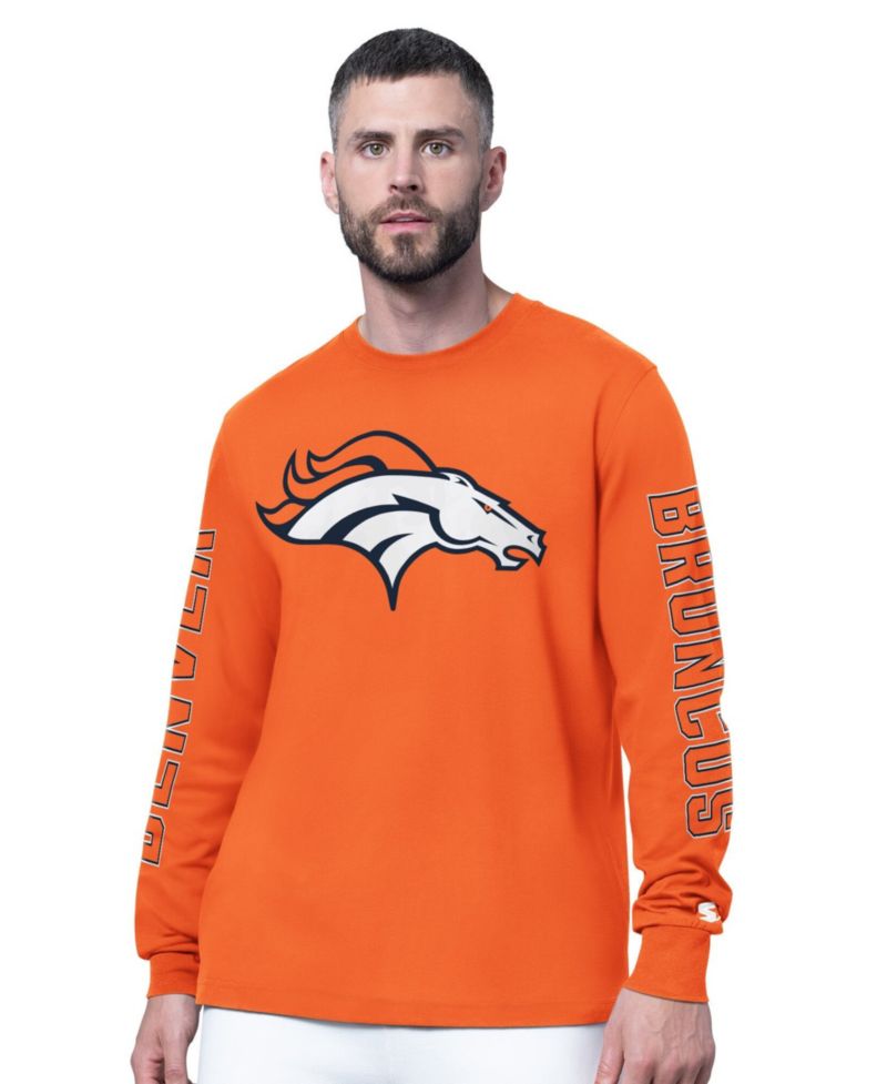 Men's Orange Denver Broncos Clutch Hit II Long-Sleeve T-Shirt