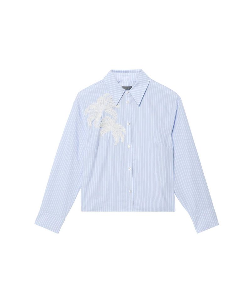 Women's Long-Sleeve Stripe Embroidered Shirt