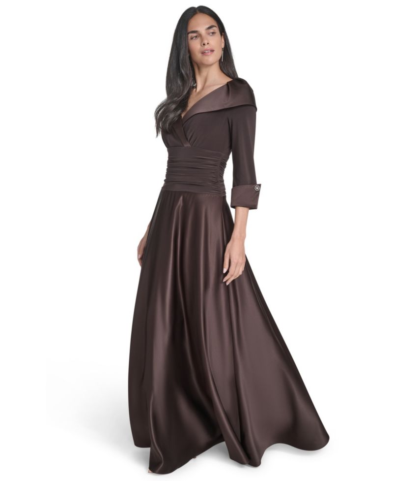 Women's 3/4-Sleeve Portrait Collar Rhinestone-Cuff Dress