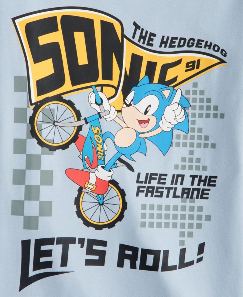 Boys' XS-XL Sonic Let's Roll Short-Sleeve T-Shirt