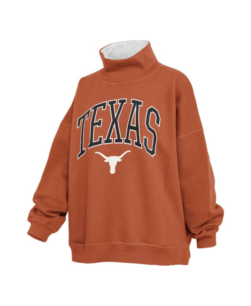 Women's Texas Orange Texas Longhorns Oversized Mock Neck Sweatshirt