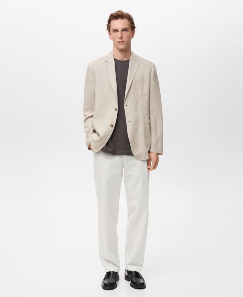 Men's Slim-Fit Linen Suit Blazer