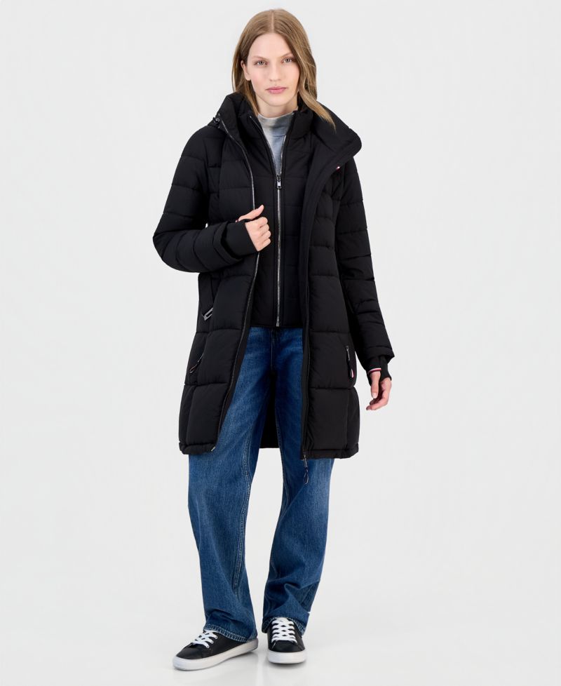 Women's Hooded Puffer Bibbed Coat