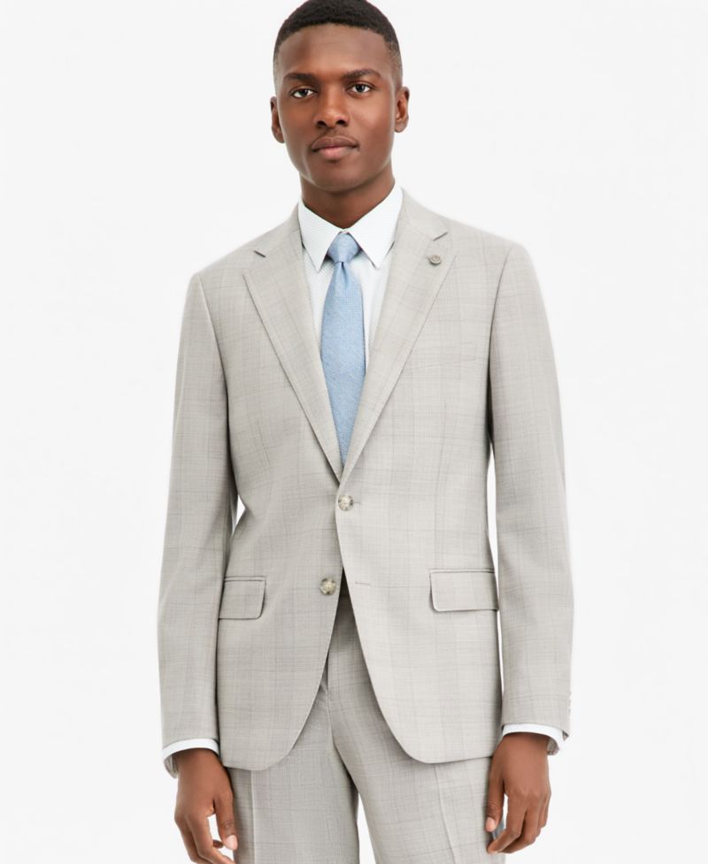 Men's Modern-Fit Gray Plaid Suit Separate Pants