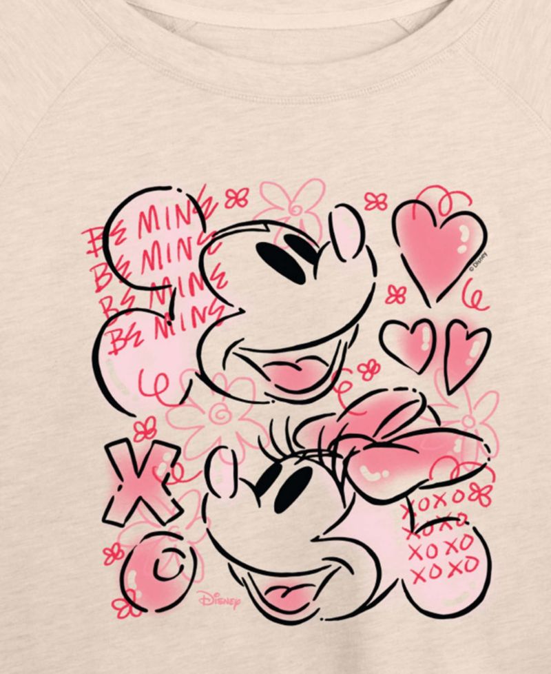 Women's Mickey And Minnie Be Mine Xoxo French Terry Long-Sleeve T-Shirt