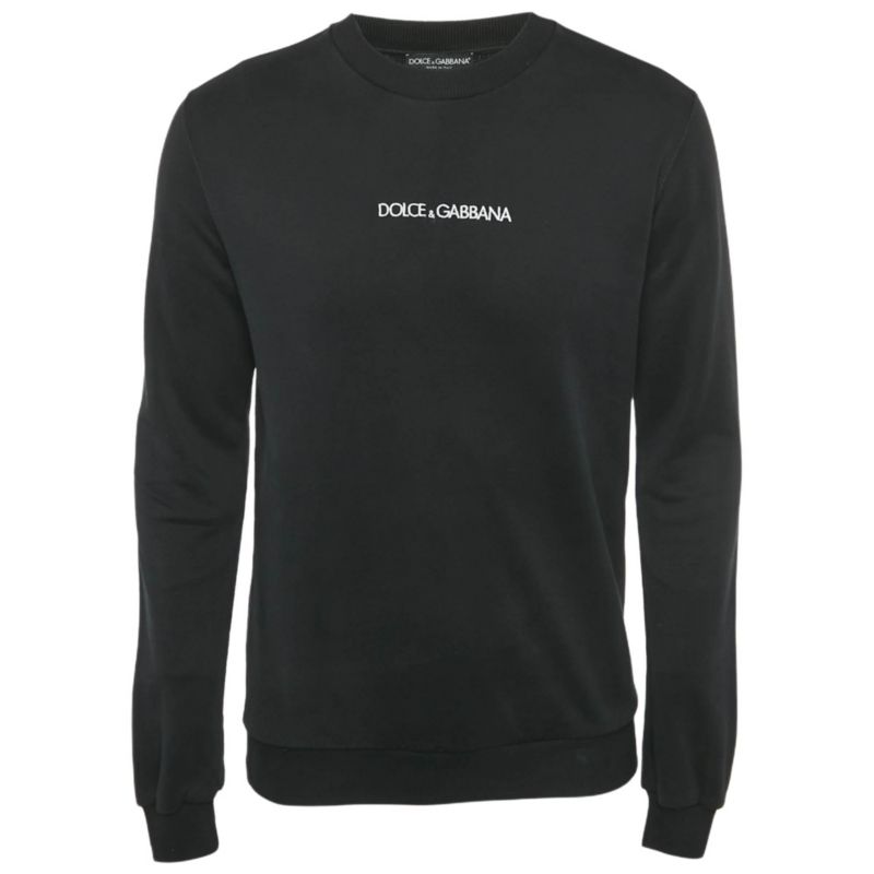 Men's Black Logo Embroidered Cotton Sweatshirt