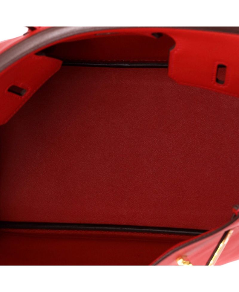 Pre-Owned Hermes Birkin 25 Handbag Red Swift with Gold Hardware