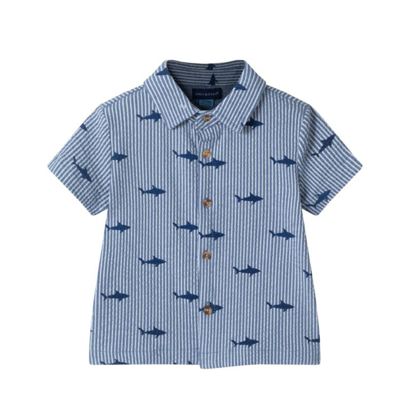 Infant Boys Shark Buttondown and Shorts Cabana Set