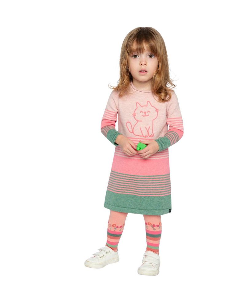 Little and Big Girl 6-8 Knitted Stripe Dress