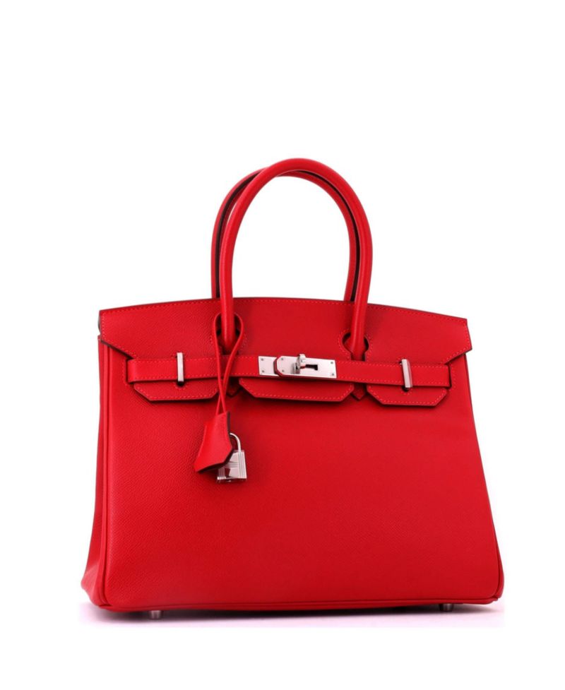 Pre-Owned Hermes Birkin 30 Handbag Red Epsom with Palladium Hardware