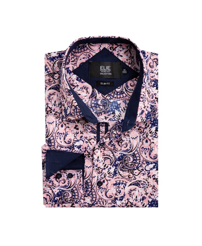 Big Boys Pink Slim Fit Printed Shirt for