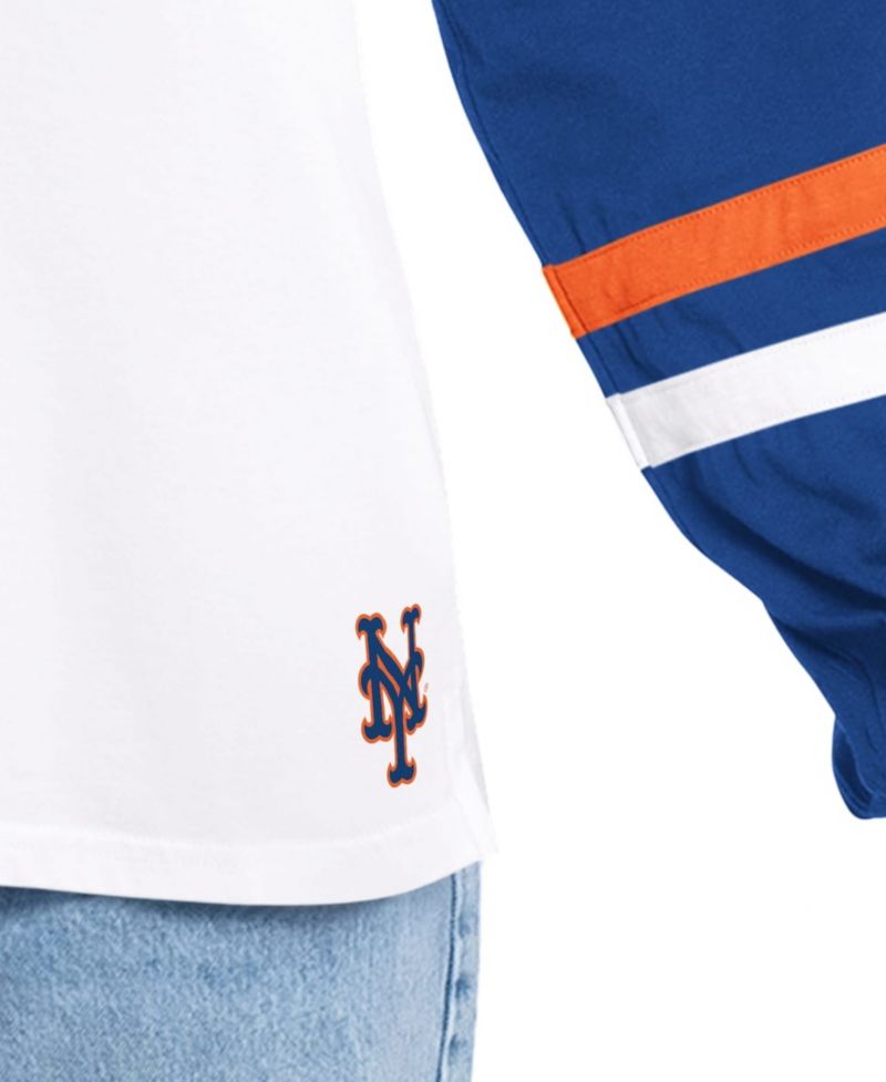Women's White/Royal New York Mets Key Player Oversized Hooded Long Sleeve T-Shirt