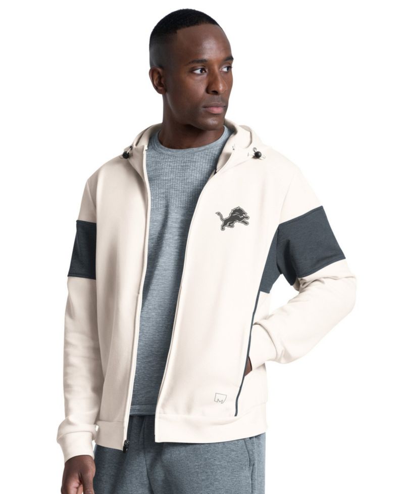 Men's Cream Detroit Lions Competition Full-Zip Tri-Blend Hoodie