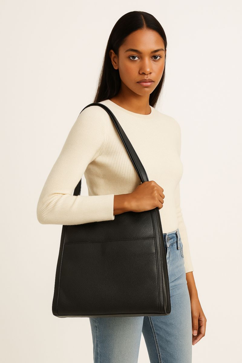 Pebbled Leather Work Tote, Everyday Pebble Leather Shoulder Bag