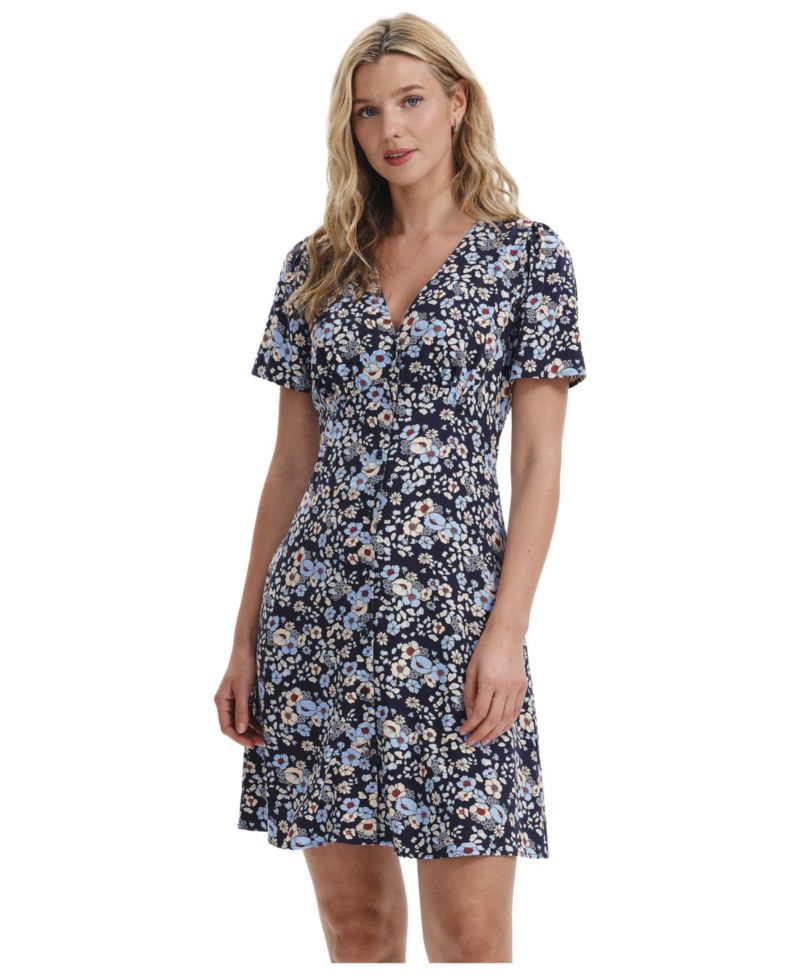 Women's Orlagh V-Neck Short-Sleeve Floral-Print Dress