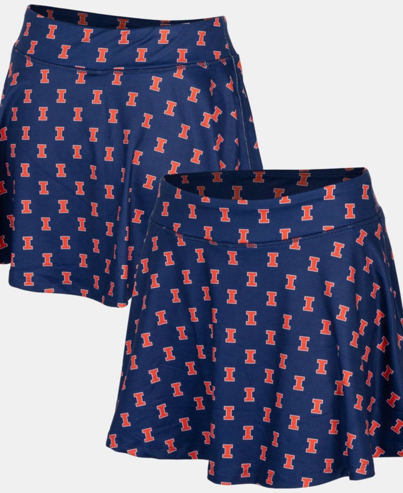 Women's Navy Illinois Fighting Illini Allover Print Flowy Skort
