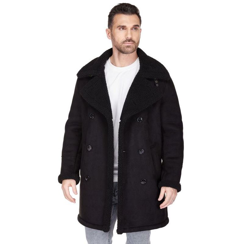 Men's Faux Shearling Double Breasted Overcoat