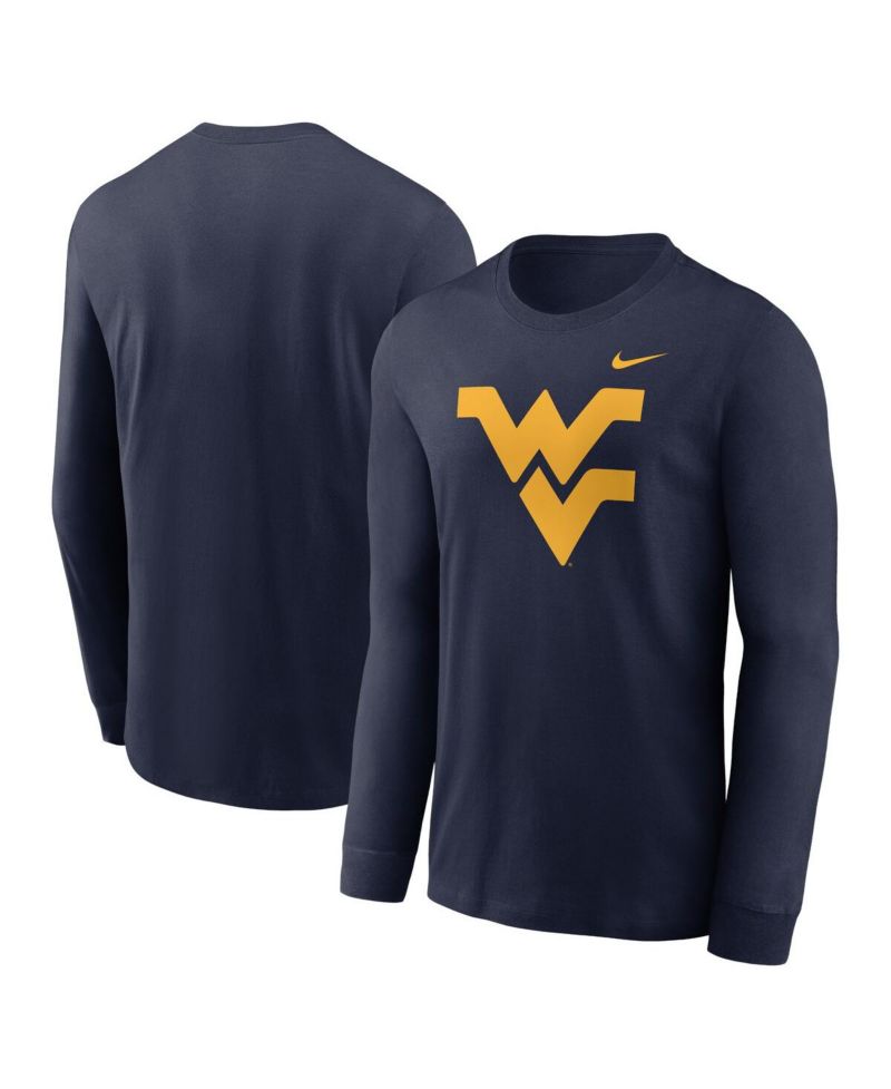 Men's Navy West Virginia Mountaineers Primary Logo Long Sleeve T-Shirt