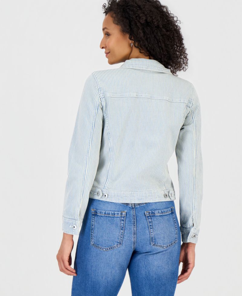 Petite Striped Denim Jacket