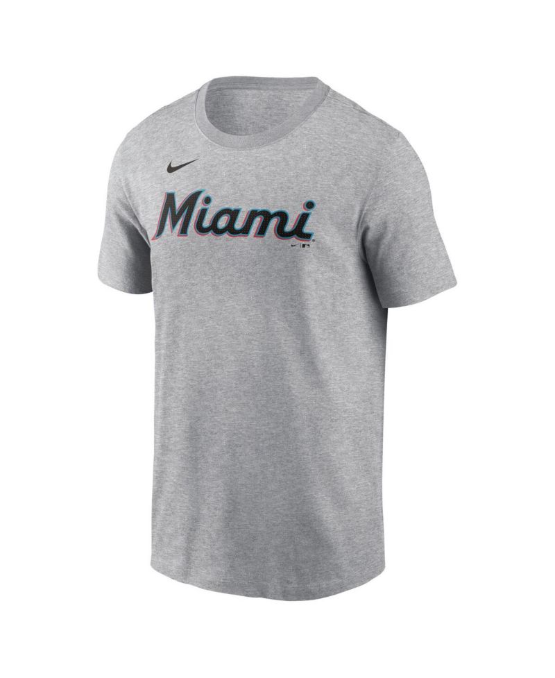 Men's Sandy Alcantara Heather Gray Miami Marlins Fuse Name & Number T-Shirt