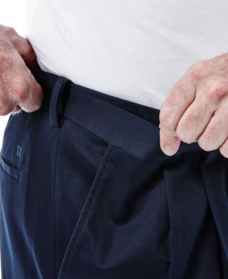 Men's Big & Tall Premium No Iron Khaki Classic-Fit Pleated Hidden Expandable Waistband Pants
