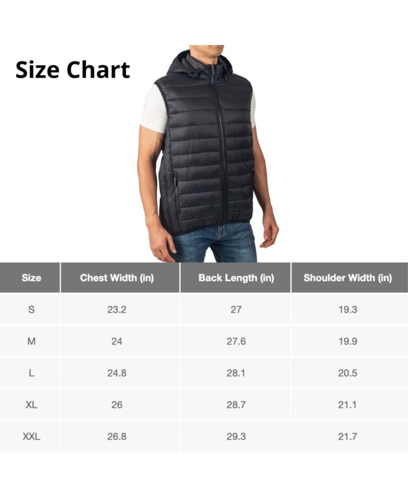 Gage Mens Hooded Puffer Vest Down Alternative Packable Vest Jacket