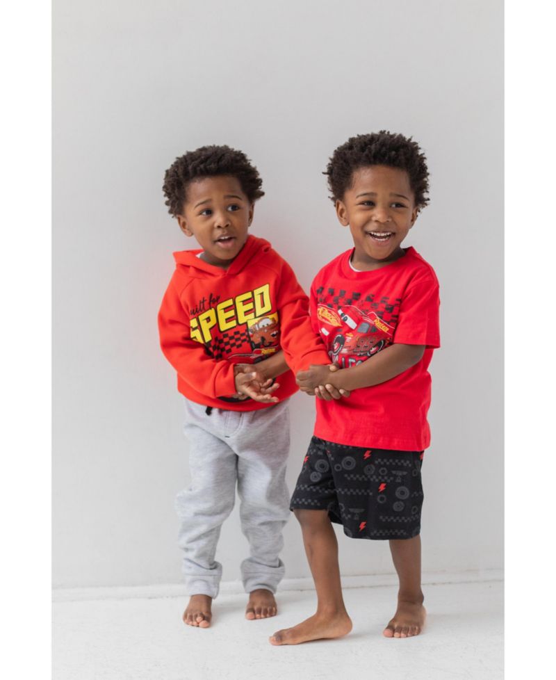 Boys(6-12)Lightning McQueen Fleece Pullover Hoodie and Pants Outfit Set