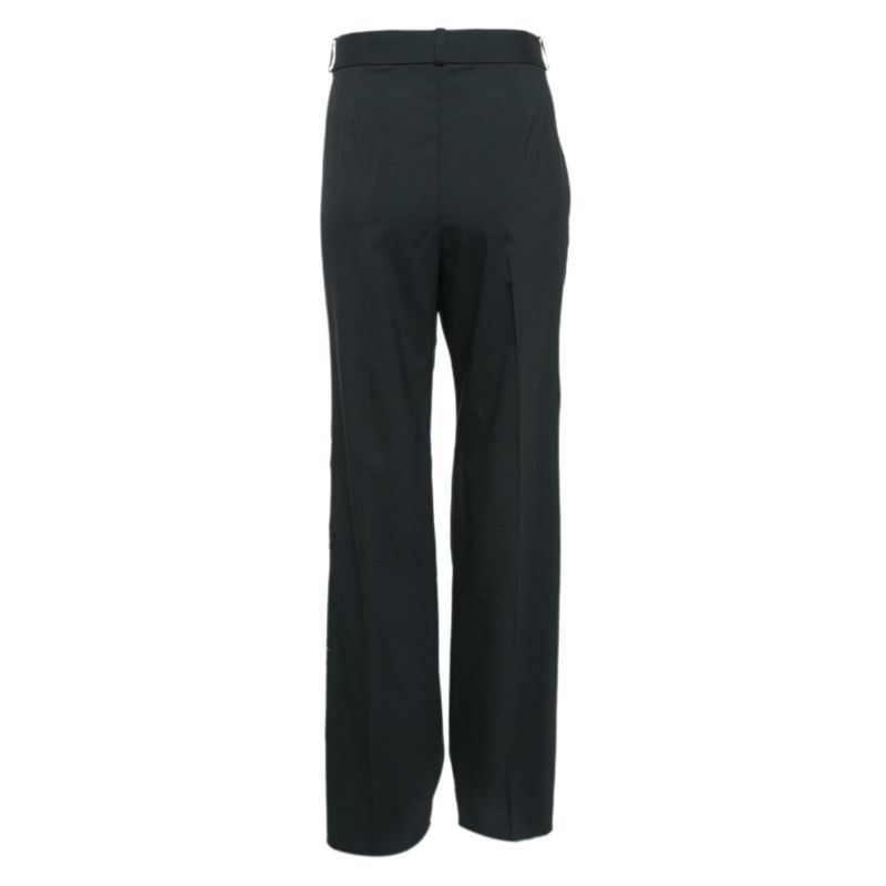 Women's Black Cut-Out Embellished Cotton Trousers
