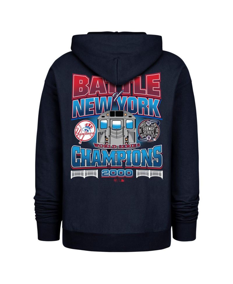Men's Navy New York Yankees 2000 World Series Champions Showcase Backer Pullover Hoodie