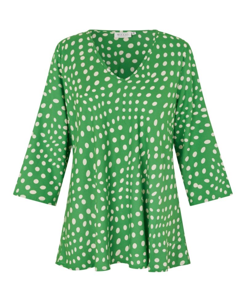 Women's MaKatacia V-Neck 3/4-Sleeve Polka-Dot Blouse