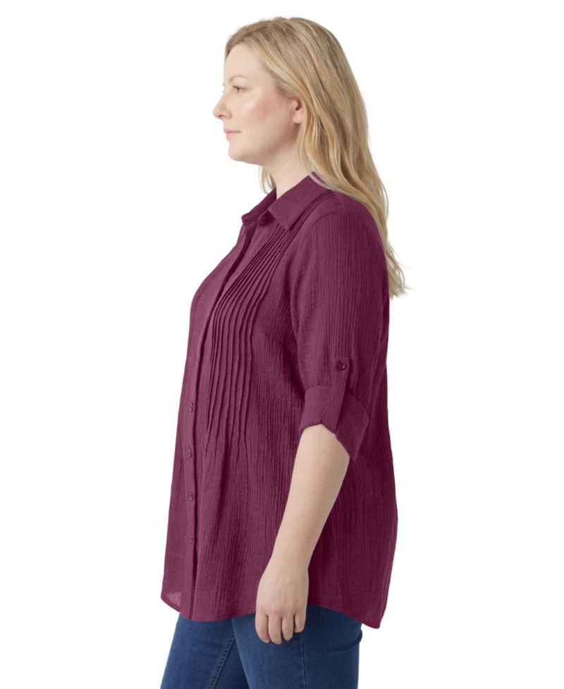 Women's Within Pintucked Button Down Gauze Shirt